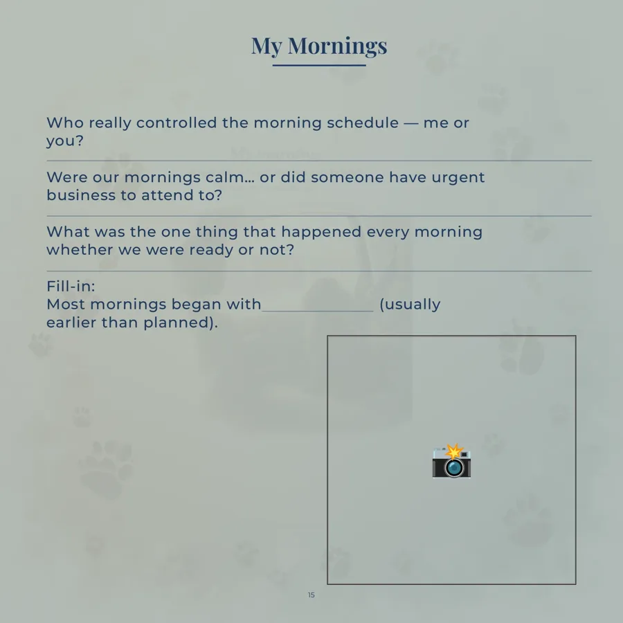 A page from My Puppy's First Year about the puppy's mornings